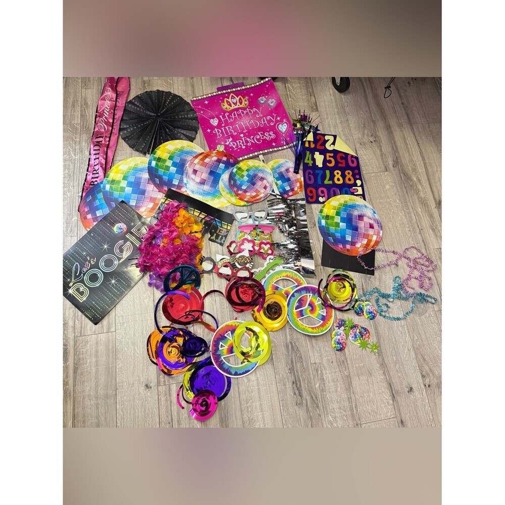 Party decor bundle Birthday Princess Multi-Color Party Decorations Set retro